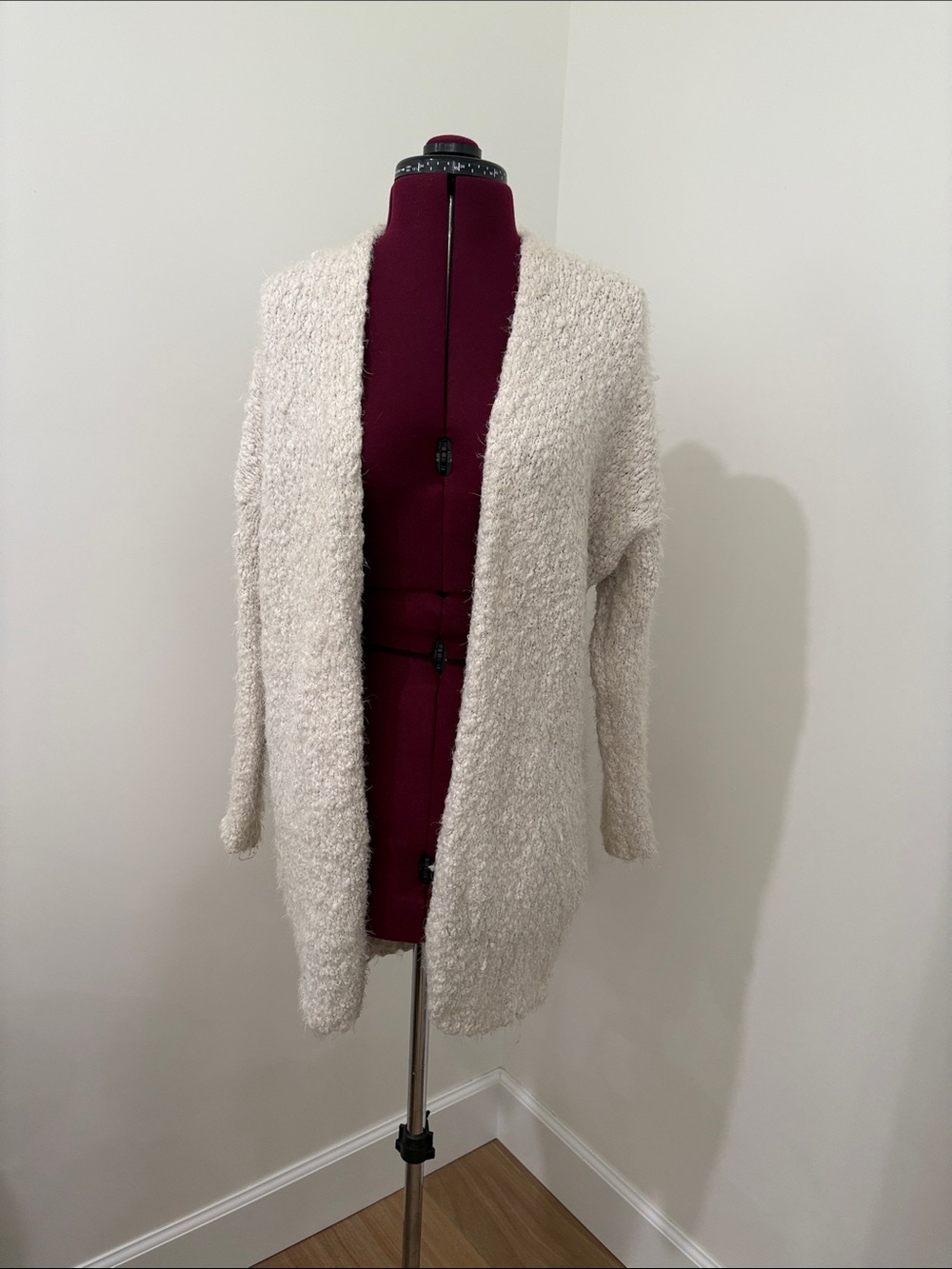 Cozy Open-Front Bouclé Cardigan Sweater - Cream